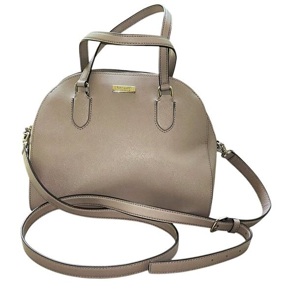 Kate Spade Laurel Way Reiley Saffiano Leather Taupe Dome Satchel WKRU5641 - Picture 1 of 9